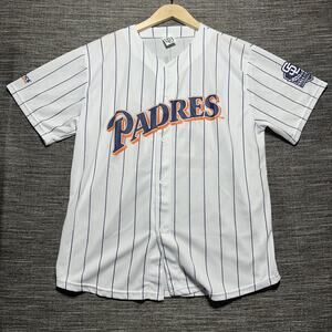 Padres Jersey Men's XL White Blue Striped Ken Caminiti #21 Giveaway